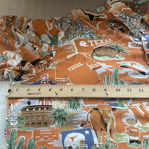 Vintage 90s Reyn Spooner UT Longhorns Shirt Men XL Orange NCAA Football Hawaiian - Picture 10 of 13